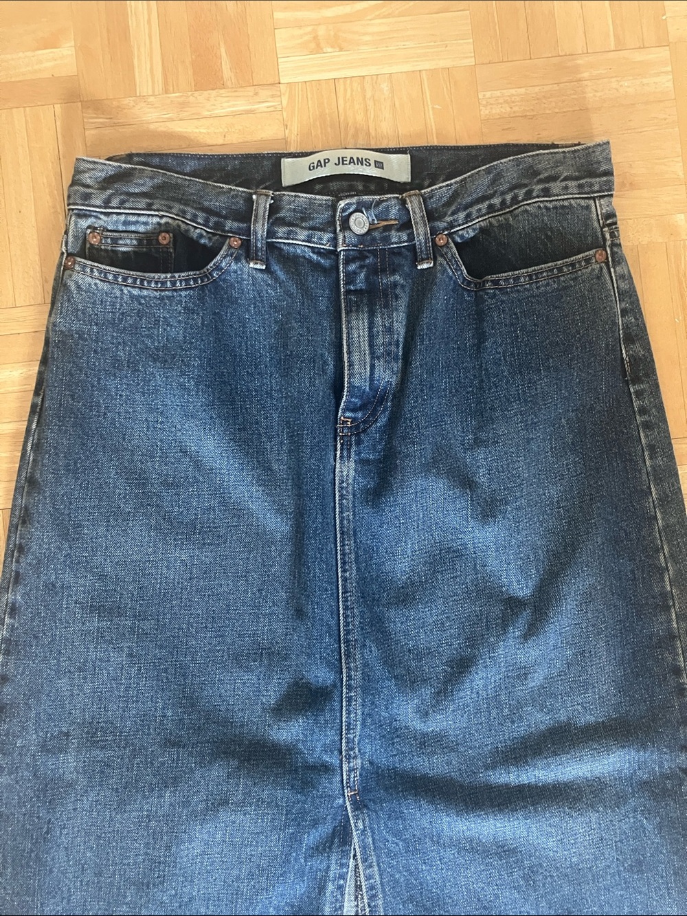 Y2K GAP Denim Maxi Skirt with super high front slit AMAZING vintage find! 8 - Picture 2 of 10